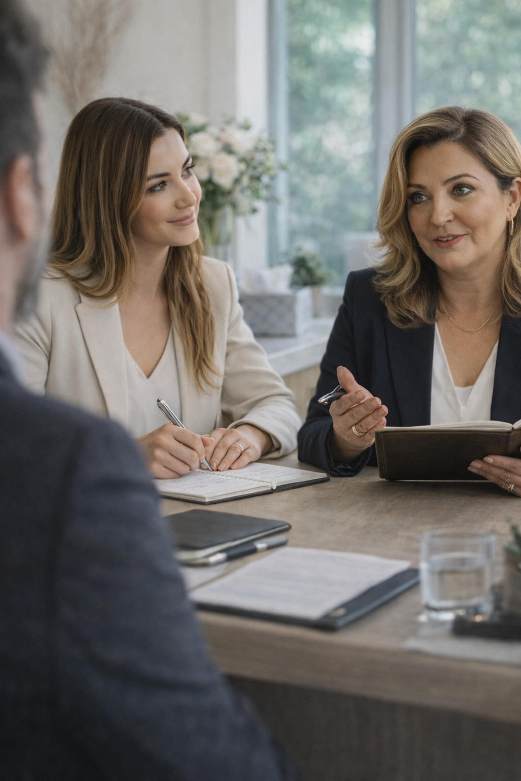 Family lawyer listening attentively to a client during an initial family law consultation in South Australia